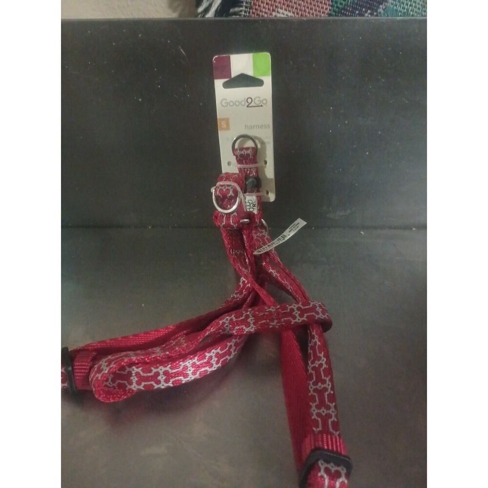 Good2Go small dog harness-red with silver bones-new